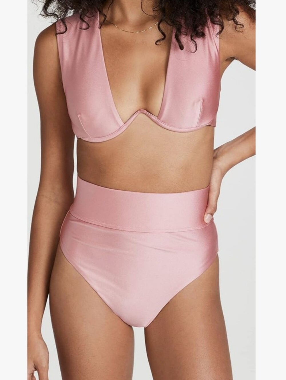 Andrea Iyamah Kuwa Blush Two Piece Bikini Swimsuit High Rise Pink Size Small